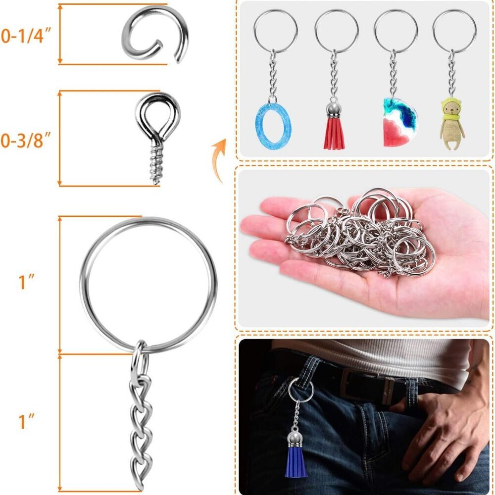 Keychain Rings for Crafts, 360Pcs Keychains for Resin Include Key Rings with Cha - Picture 4 of 8